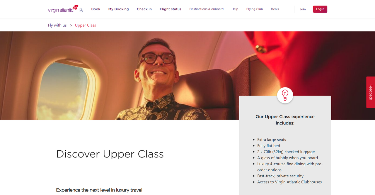 Virgin Atlantic business class introduction.