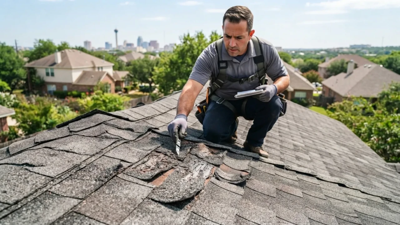 Roof damage assessment shingles granule loss curling San Antonio
