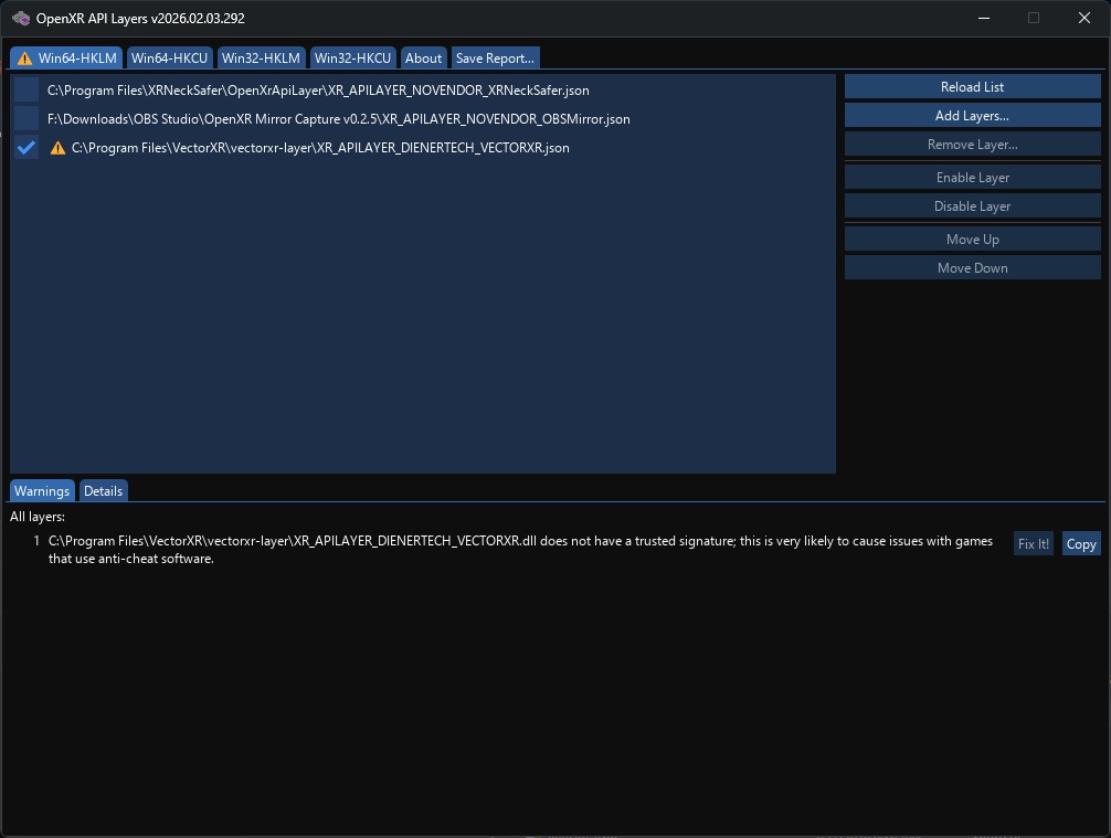 Open XR API Layers GUI
