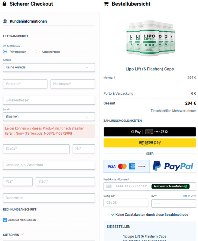 Lipo Lift offizielle Website