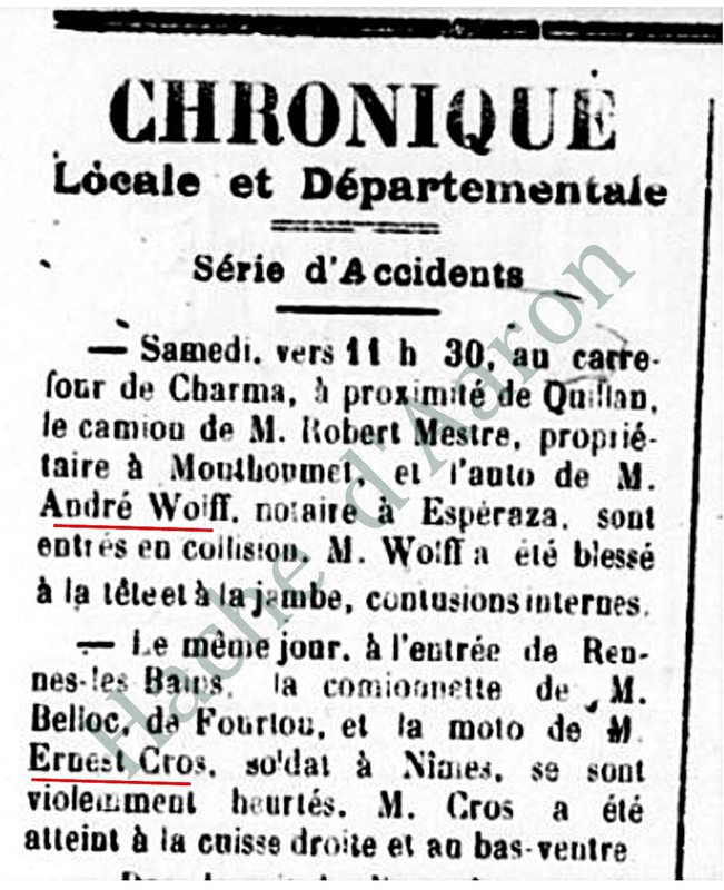 André Wolff Accident J12 mai H d Aaron