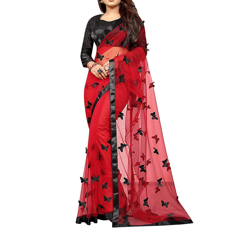 Women's Embroidered Fashionable Butterfly Pattern Saree Top Bolywood Readywear - Picture 18 of 33