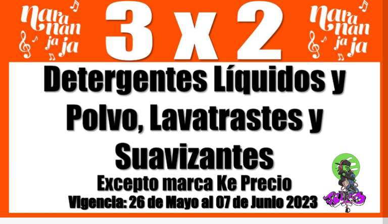 La Comer y Fresko: Oferta estelar temporada naranja, 3x2 en Detergentes (líquidos y polvo), lavatrastes y suavizantes 
