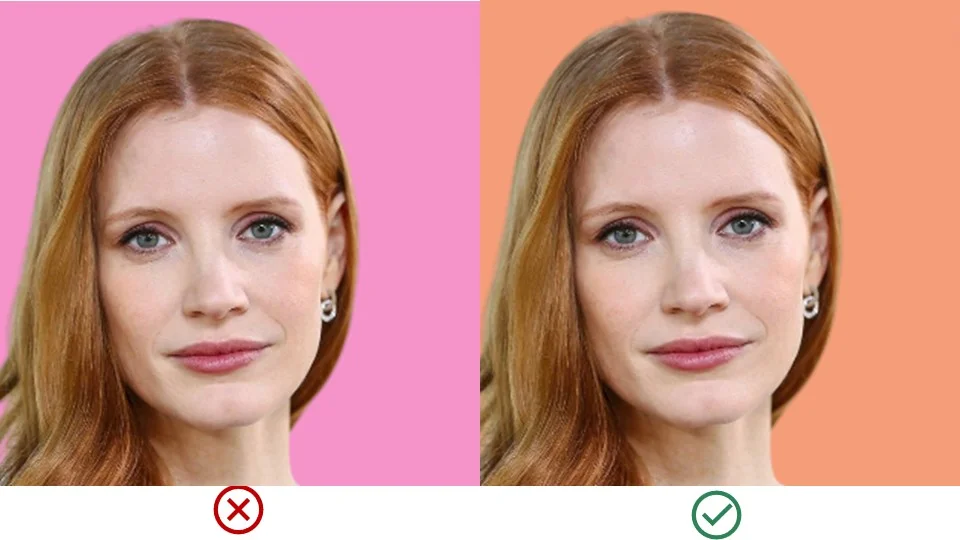 Exemple de draping virtuel sur une femme printemps en colorimétrie 12 saisons. Exemple de draping virtuel sur une femme printemps en colorimétrie 12 saisons.