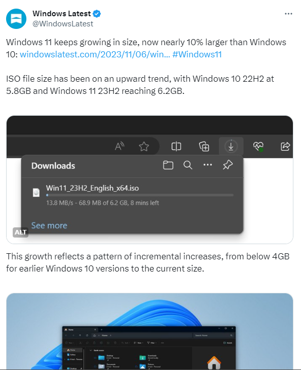 Windows 11 ISO size