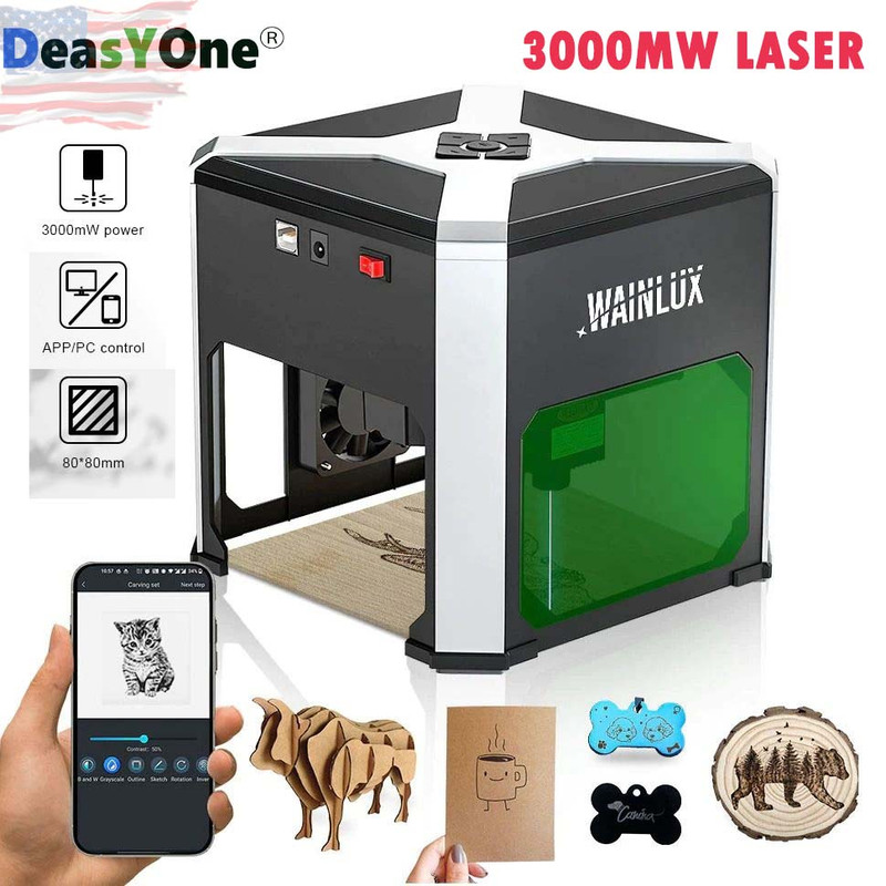 3000MW Laser Engraving Machine – DIY Logo Printer For Wood, PVC, Carving – Model K63