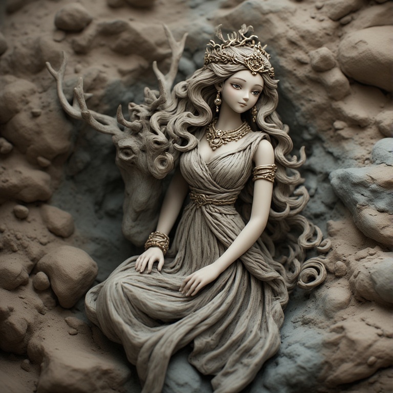 Goddess-Diana-with-a-Stag-clay-2