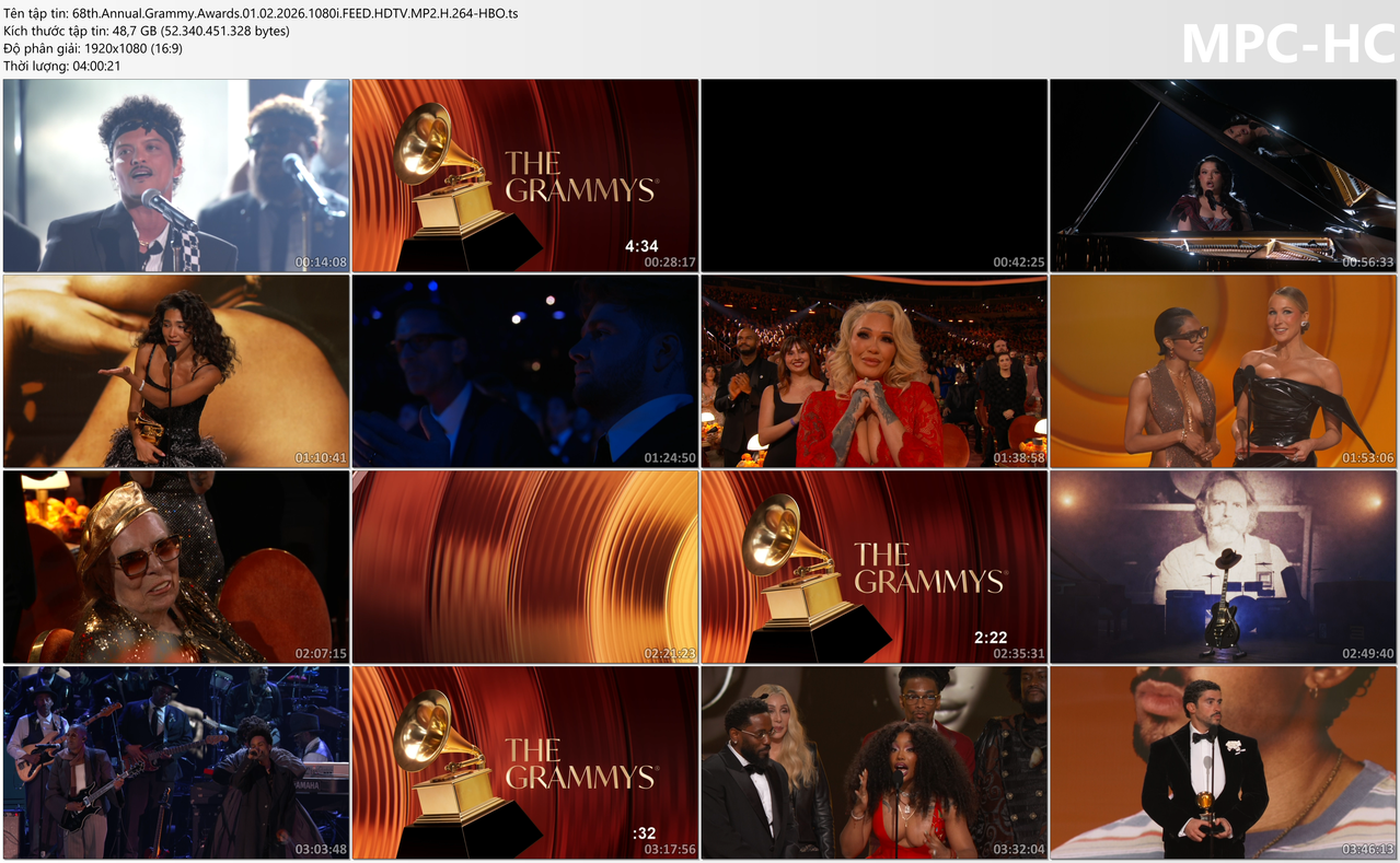 68th Annual Grammy Awards 01 02 2026 1080i FEED HDTV MP2 H 264 HBO ts thumbs