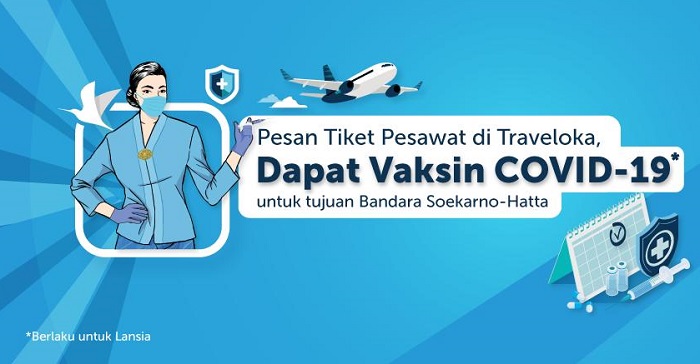 Traveloka tawarkan vaksin Covid-10 gratis bagi lansia.