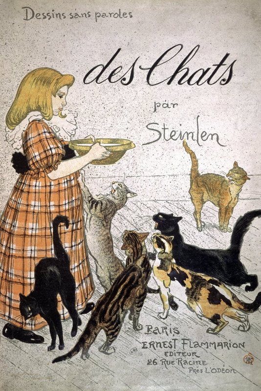 1-Theophile-Alexandre-Steinlen-Front-cover-of-Des-Chats-Dessins-sans-Paroles-colour-lihto-Mei