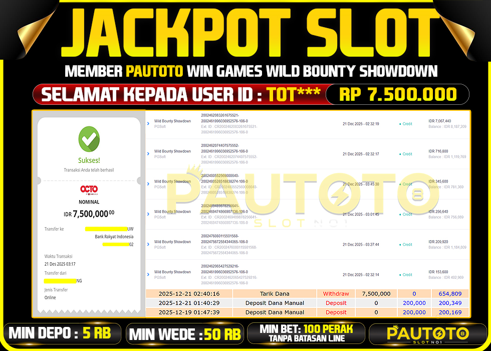 BUKTI JACKPOT LUNAS PAUTOTO