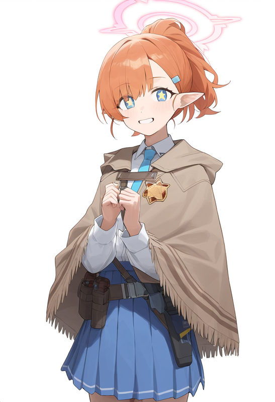 1girl, younger, blue archive, healthyman, orange hair, short hair, short ponytai s-1927620717
