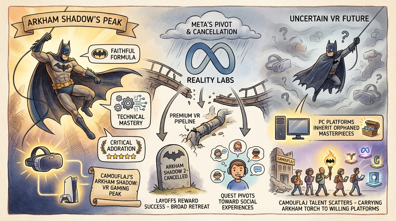 Batman silhouette standing on Gotham rooftop at night