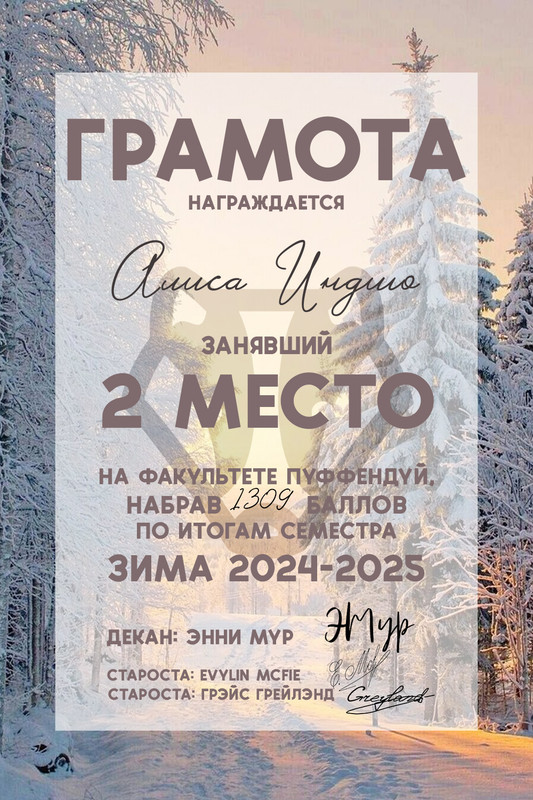 Зима 24-25 Грамота 2 место