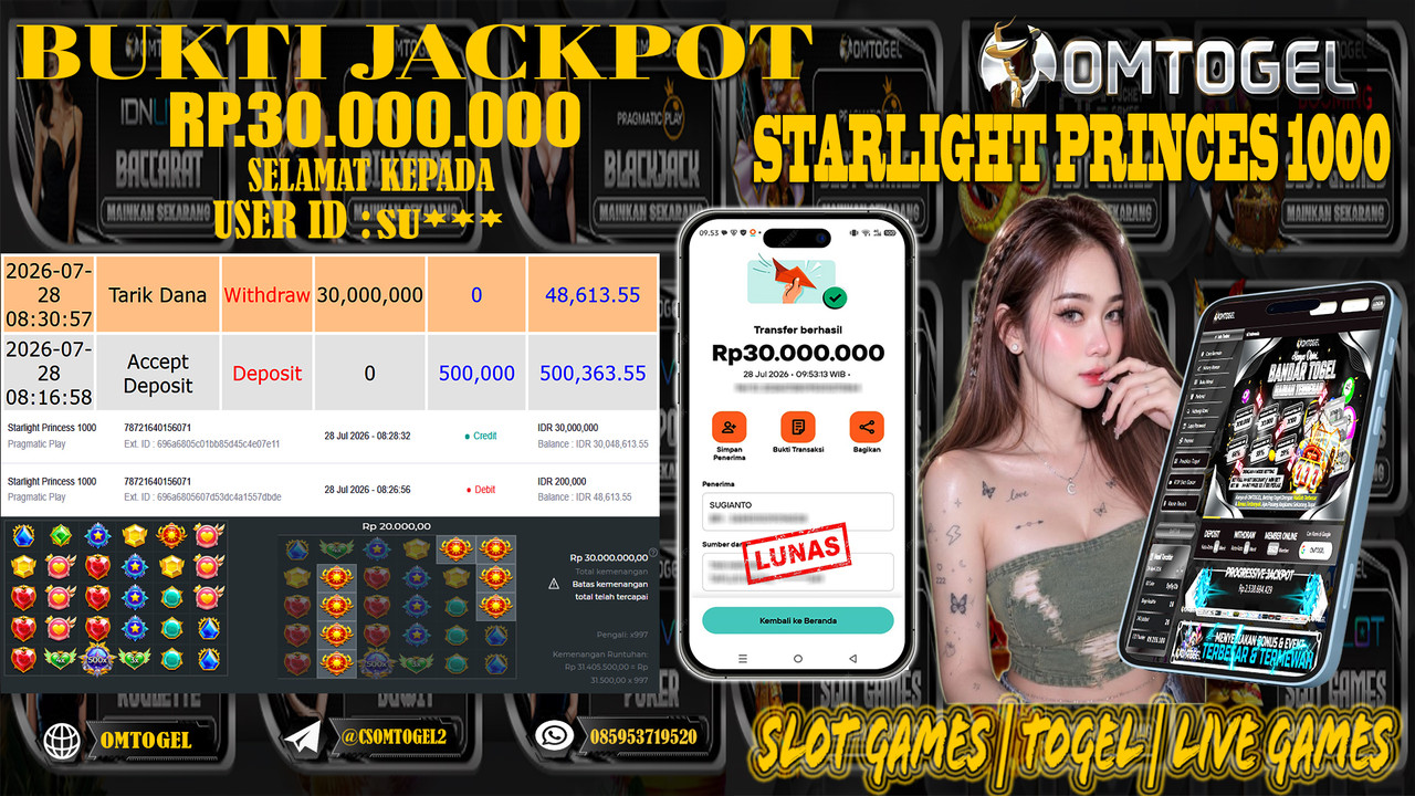 OMTOGEL JACKPOT PRAGMATICPLAY STARLIGHT PRINCES 1000  Rp,30,000,000,- DIBAYAR LUNAS