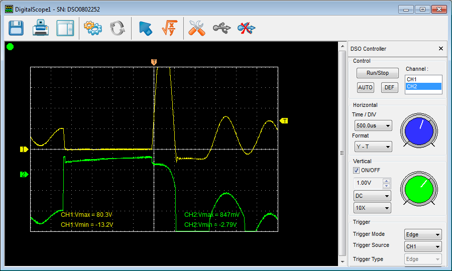 1.2 - VCE - yellow, VBE - green (without R) - detail (top, botto