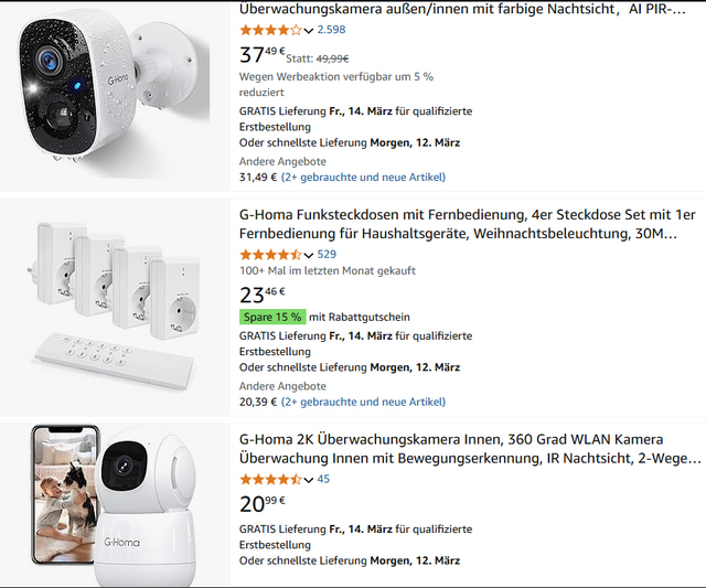 G-HOMA-Angebote bei Amazon