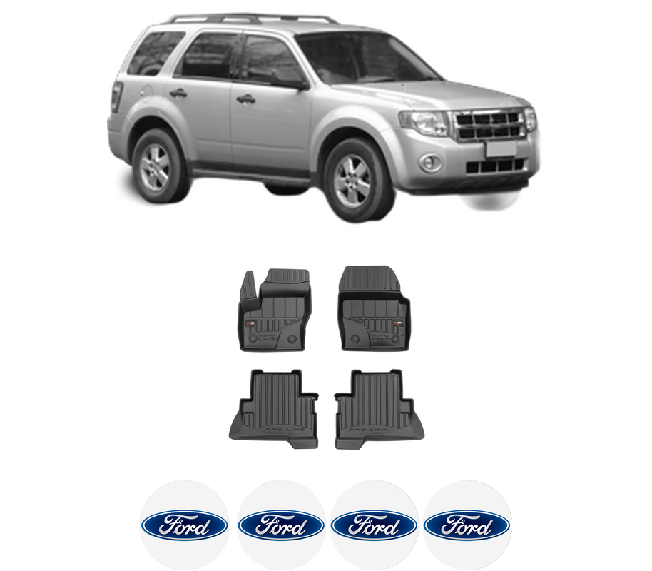 Set covorase presuri FORD ESCAPE din 2012-2019, auto, din cauciuc thermoplastic, 4 Stickere auto cu FORD