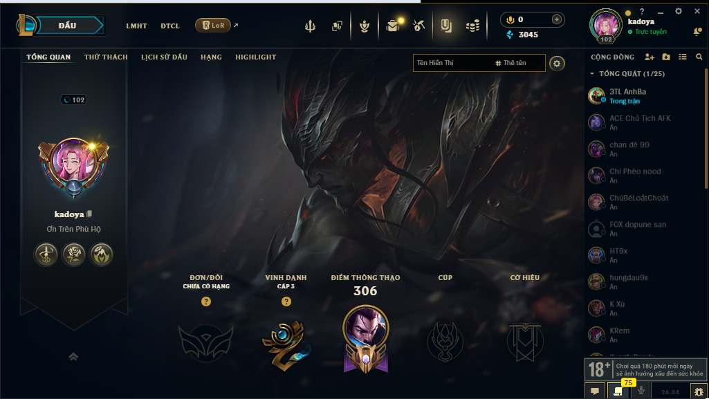 Acc LMHT # - Không Khung