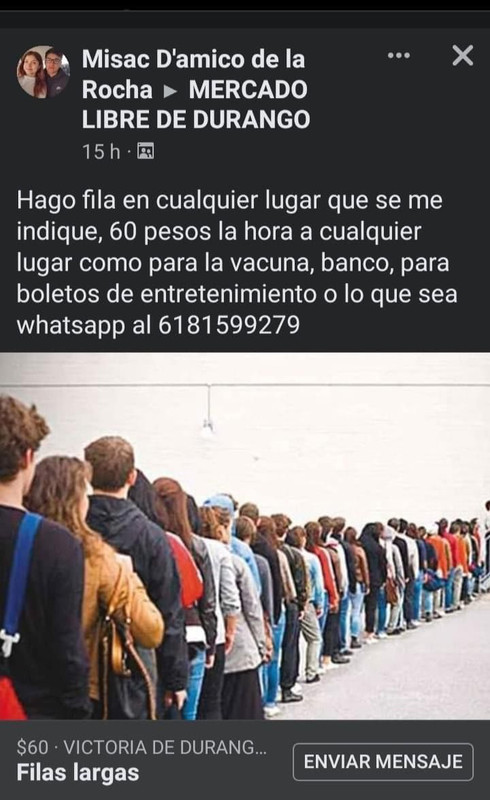 Joven duranguense se vuelve viral por rentarse para hacer fila en tu lugar