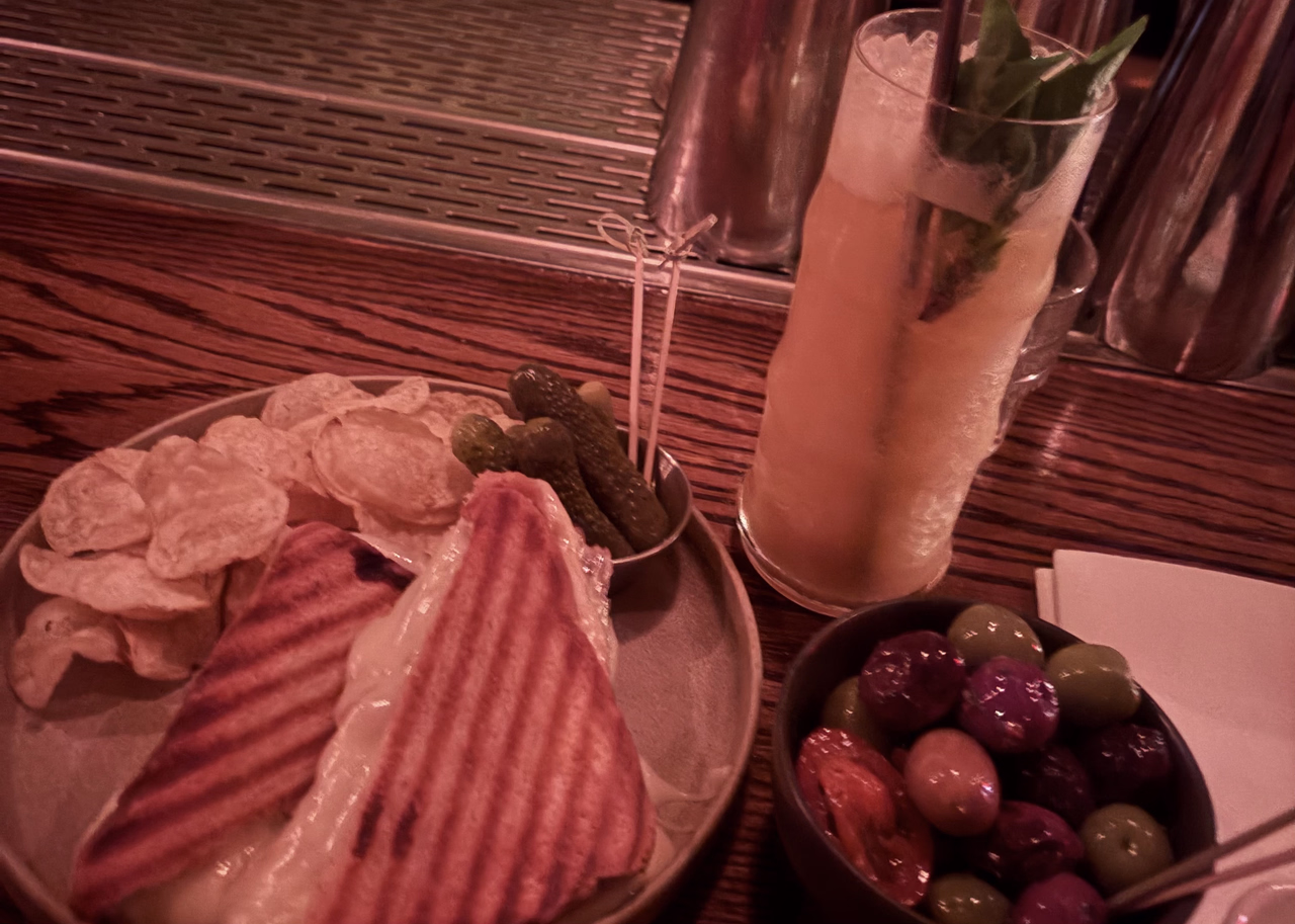 Bar snacks and cocktails