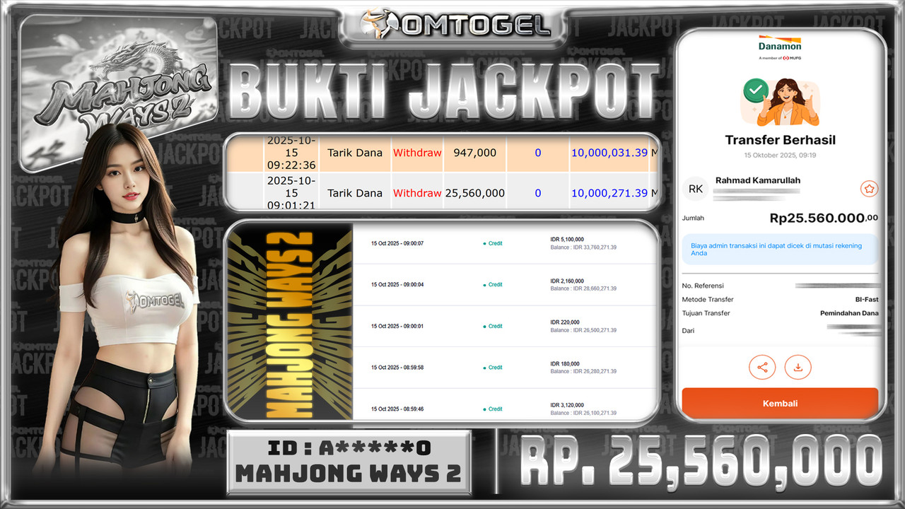 OMTOGEL JACKPOT PGSOFT MAHJONG WAYS 2 25 JUTA DI BAYAR LUNAS ,-
