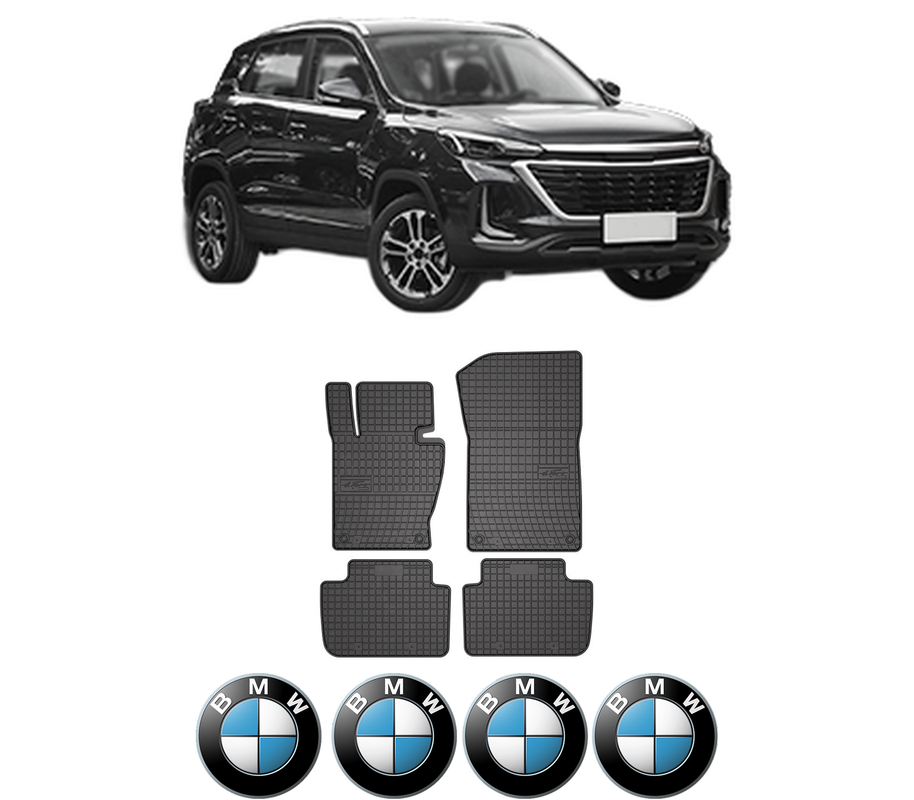 Set covorase presuri BMW Seria X3 din 2004-2021, auto, din cauciuc thermoplastic, 4 Stickere auto cu BMW Seria