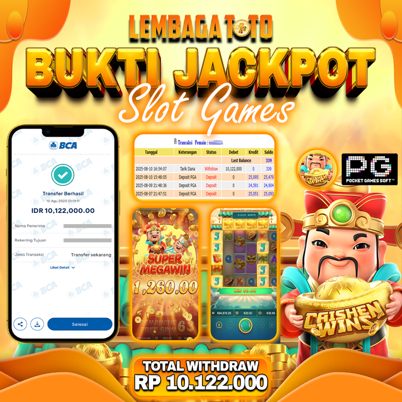 BUKTI JACKPOT 11 AGUSTUS LEMBAGATOTO CAISHEN WINS  Rp.10.122.000,- LUNAS
