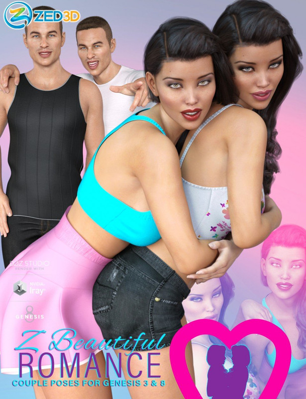 Z Beautiful Romance Couple Poses for Genesis 3 and 8 Z Beautiful Romance Couple Poses for Genesis 3 and 8