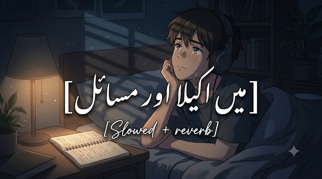 AI-generated example result for the youtube-thumbnail prompt: Mein Akela Aur Masail Thumbnail – Sad Anime Lofi Slowed Reverb Design AI YouTube Thumbnail Prompt