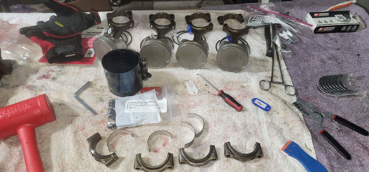 11 pistons cleaned and new bearings