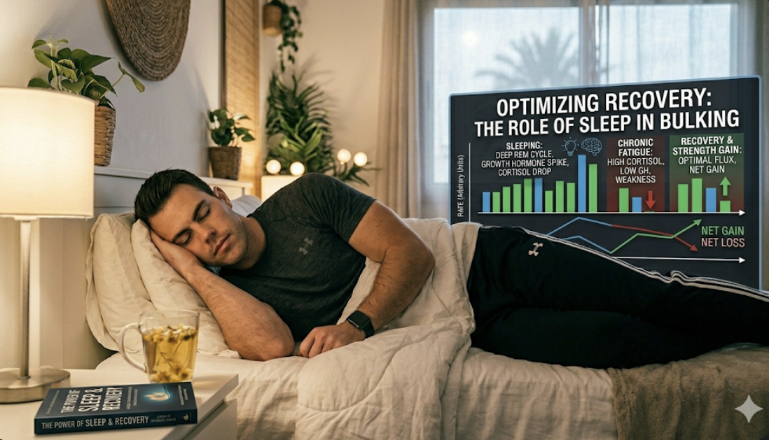 Athlete resting and sleeping for recovery during bulking phase to prevent weakness and restore energy levels