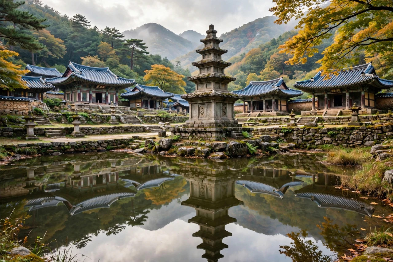 연못에 비친 석탑
