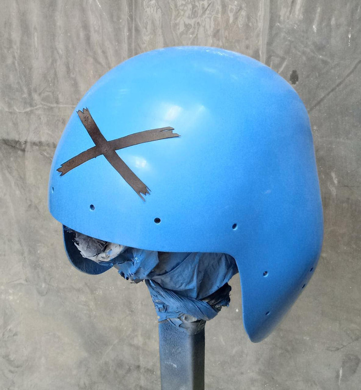 Confection du casque du pilote sans visage X-Restauratie-Van-de-originele-P4-fligh-helmet-USAF-is-een-mal-gemaakt-om-een-nieuwe-helm-te-maken