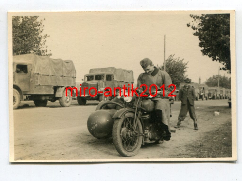 Foto, Wehrmacht, Kradmelder, LKW, Einmarsch, Łow