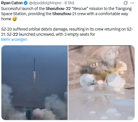 Start der Shenzhou 22-Mission