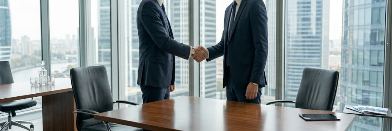 Business professionals closing a deal