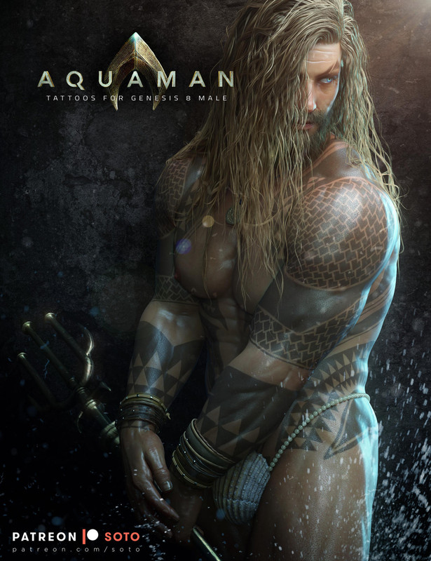 Aquaman Tattoos for Genesis 8 Male