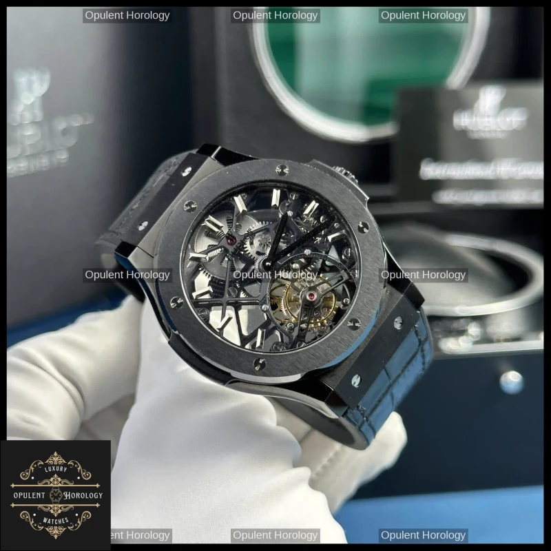 Hublot Classic Fusion Skeleton Tourbillon Black Ceramic Watch 45mm