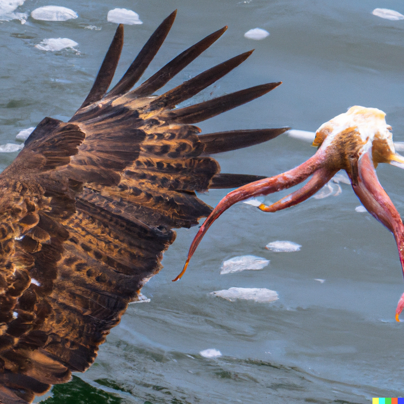 DALL·E 2022-08-01 16.39.05 - A bald eagle battling an octopus, and the octopus is winning