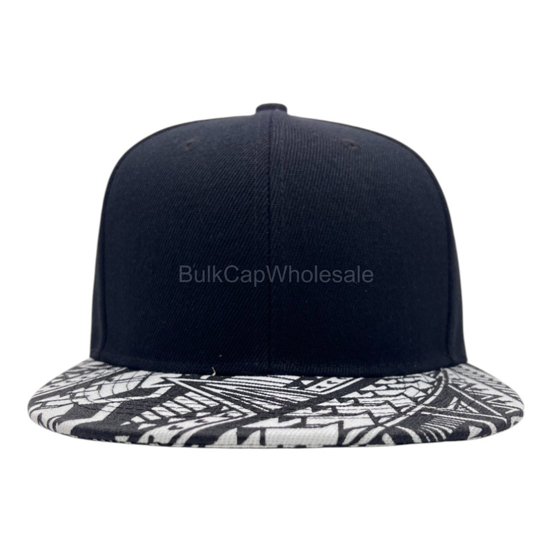 Mens SnapBack Adjustable Size Hat Kakau Design Baseball Cap Flat Brim hip hop style