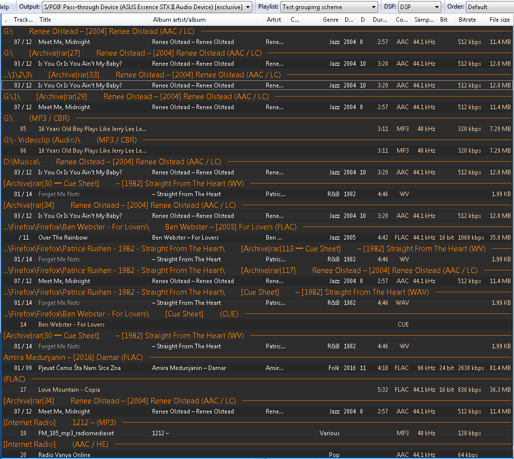 custom grouping scheme playlist