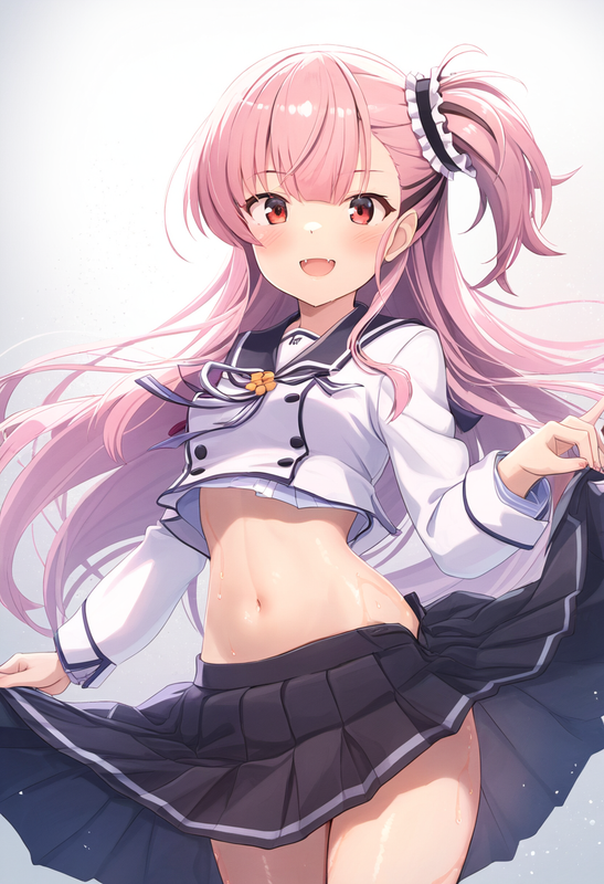 1girl, tsubakuro yume, Toji no Miko, pink hair, red eyes, fangs, side ponytail,  s-276071958