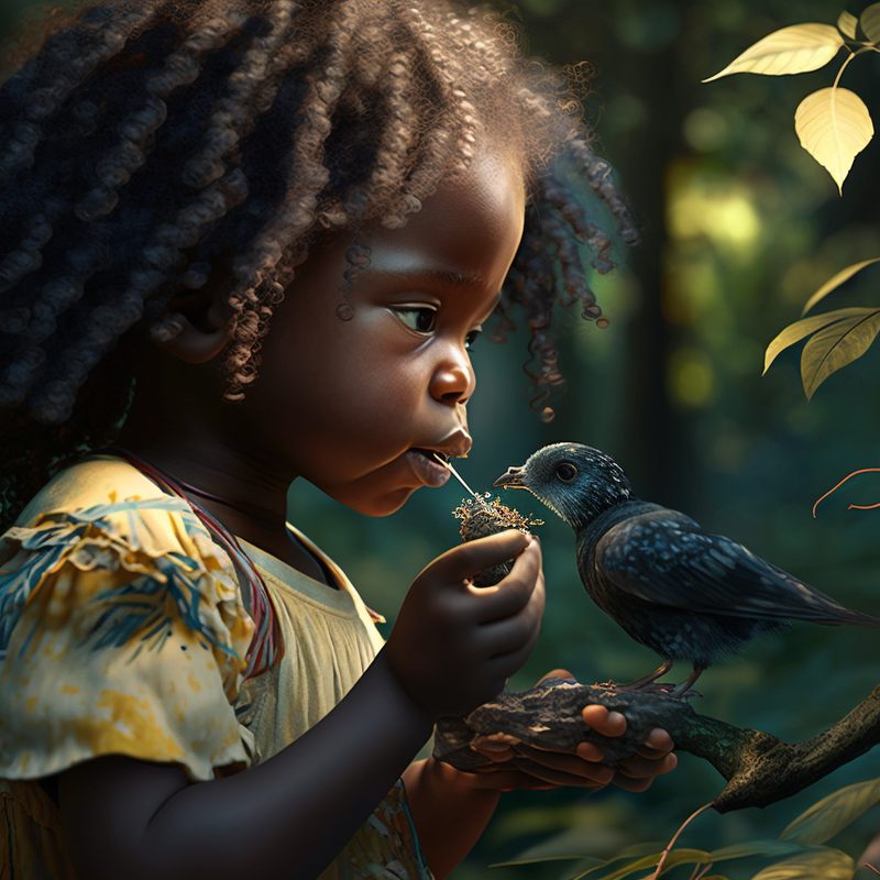 stolenlever54-Black-Girl-feeds-a-bird-in-forest-summer-ultra-de-056aa290-cc5e-4bb3-8f21-f9144d10d3ea.png