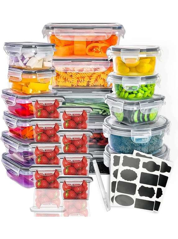 Amazon: Contenedores para Alimentos, Juego de Recipientes Herméticos con Tapas,24pzs