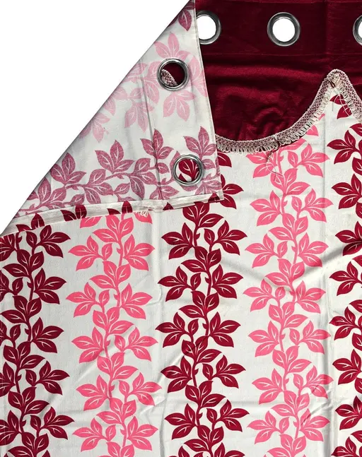 Fancy Curtain Polyester 5ft Window Pack of 2 -Maroon (R703)