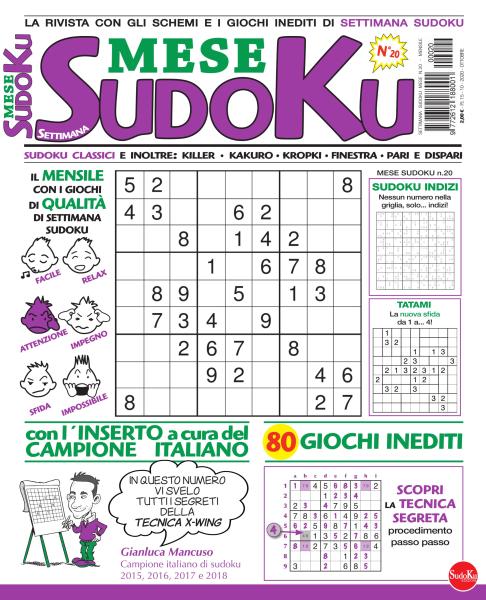 Settimana Sudoku Mese N.20 - Ottobre 2020