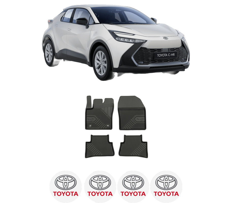 Set covorase presuri TOYOTA C-HR (_X2_, _H2_) din 2023-2024, auto, din cauciuc thermoplastic, 4 Stickere auto cu TOYOTA