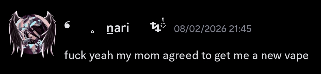 Nari saying his mother allowed him to get another vape.