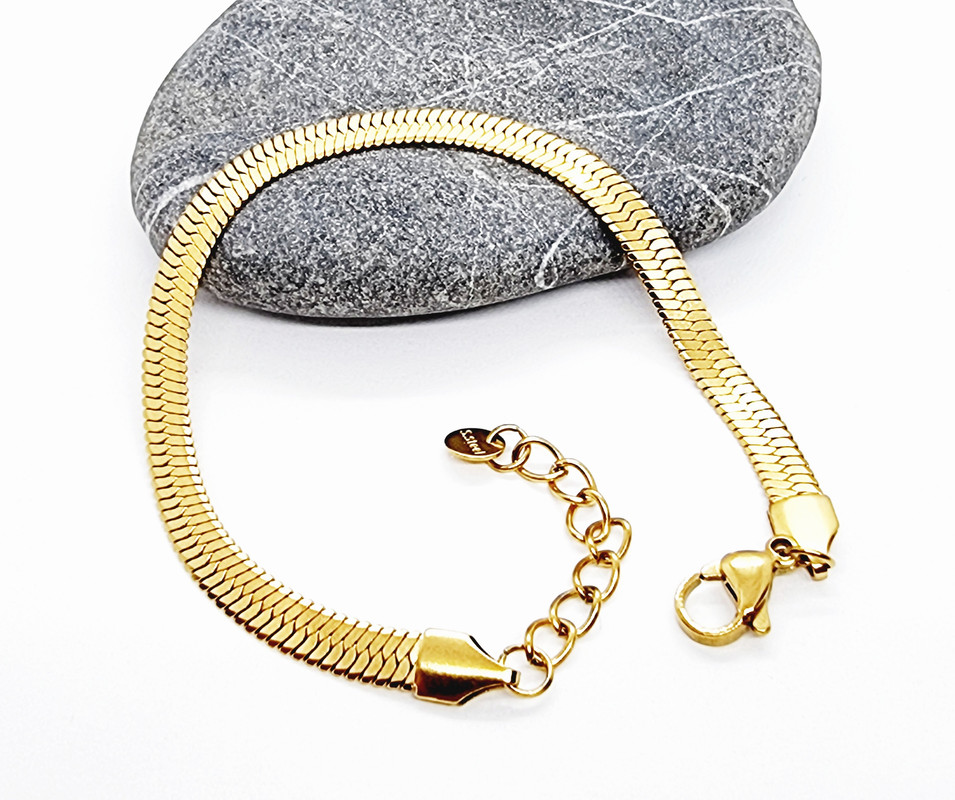 Chunky Bracciale Elastico In Acciaio Dorato, Motivo Intrecciato, Uomo E Donna, Serpente